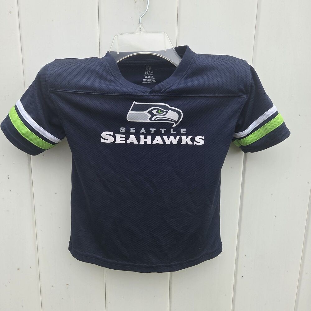 NFL Team Apparel Seattle Seahawks Toddler Navy Blue Jersey T-Shirt Size 4T